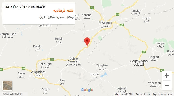 روستای قلعه فرهادیه بر روی نقشه