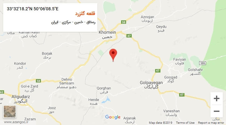 روستای قلعه گلزرد بر روی نقشه