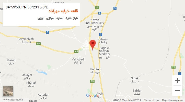 روستای قلعه خرابه مهرآباد بر روی نقشه