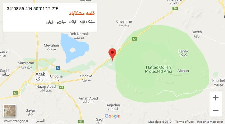 روستای قلعه مشکآباد بر روی نقشه