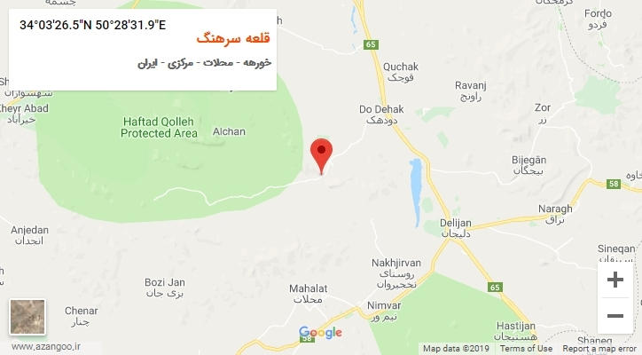 روستای قلعه سرهنگ بر روی نقشه