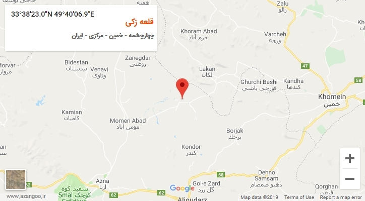 روستای قلعه زکی بر روی نقشه
