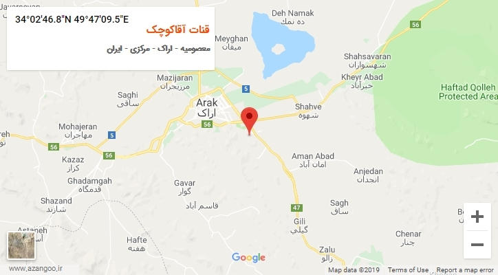 روستای قنات آقاکوچک بر روی نقشه