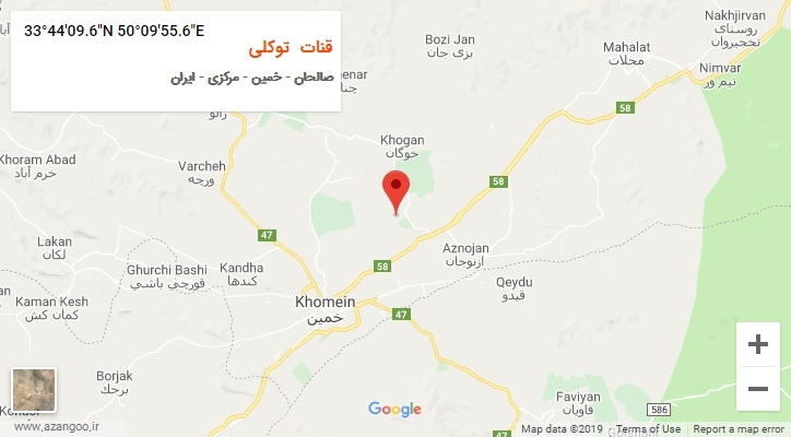 روستای قنات توکلی بر روی نقشه