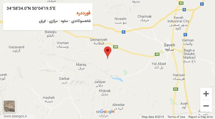 روستای قورددره بر روی نقشه