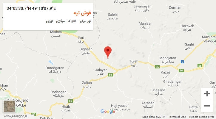 روستای قوش تپه بر روی نقشه