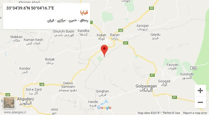 روستای قیاپا بر روی نقشه