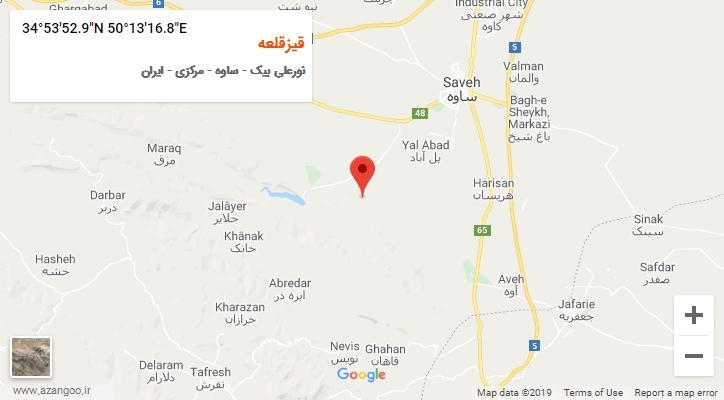روستای قیزقلعه بر روی نقشه