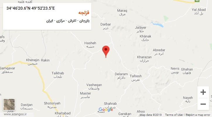 روستای قزلجه بر روی نقشه
