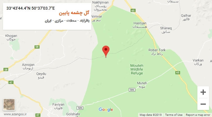 روستای گل چشمه پایین بر روی نقشه