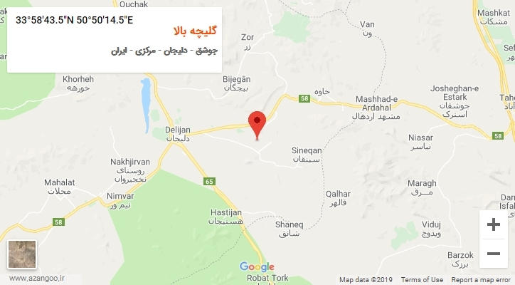 روستای گلیچه بالا بر روی نقشه