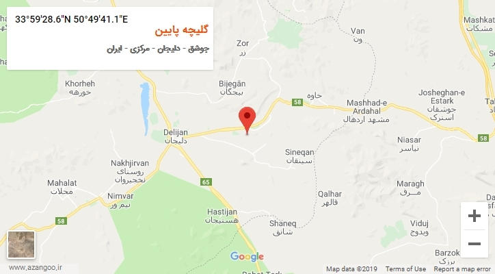 روستای گلیچه پایین بر روی نقشه