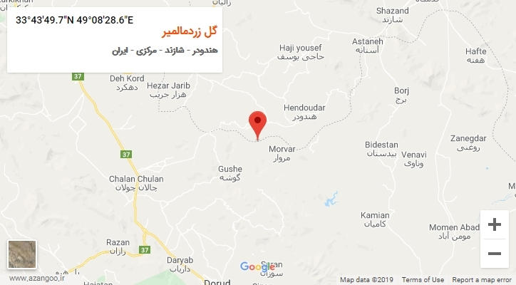 روستای گل زردمالمیر بر روی نقشه
