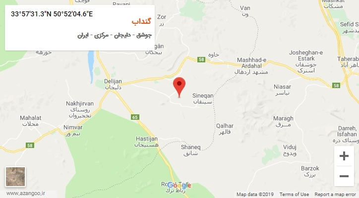 روستای گنداب بر روی نقشه