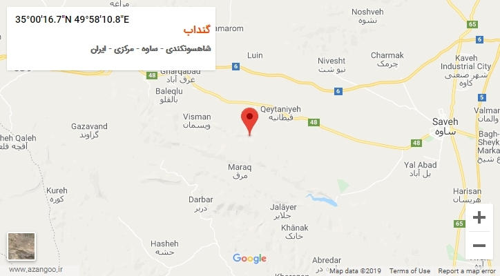 روستای گنداب بر روی نقشه
