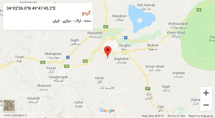 روستای گردو بر روی نقشه
