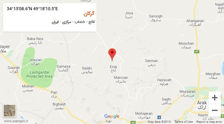 روستای گرکان بر روی نقشه