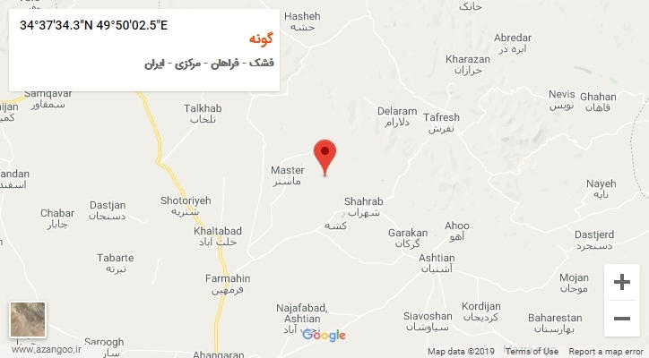 روستای گونه بر روی نقشه