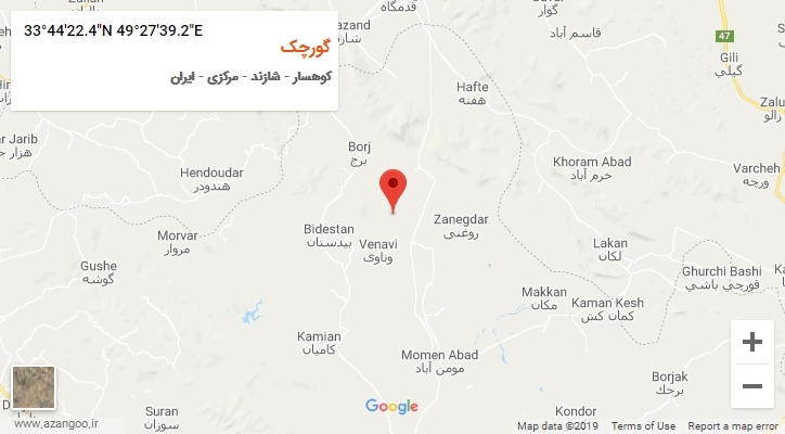 روستای گورچک بر روی نقشه