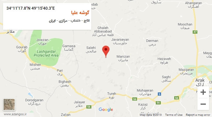 روستای گوشه علیا بر روی نقشه
