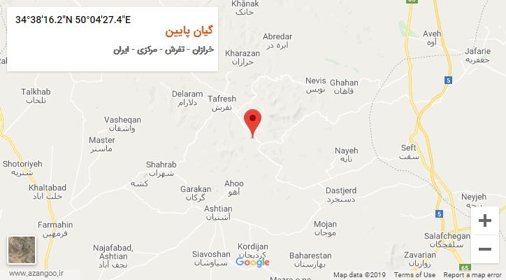 روستای گیان پایین بر روی نقشه