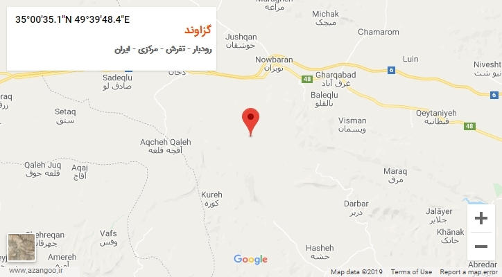روستای گزاوند بر روی نقشه