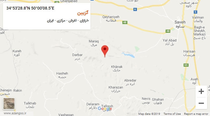 روستای گزیین بر روی نقشه