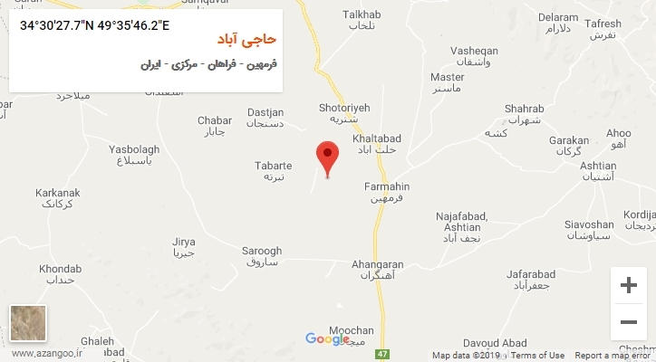 روستای حاجی آباد بر روی نقشه