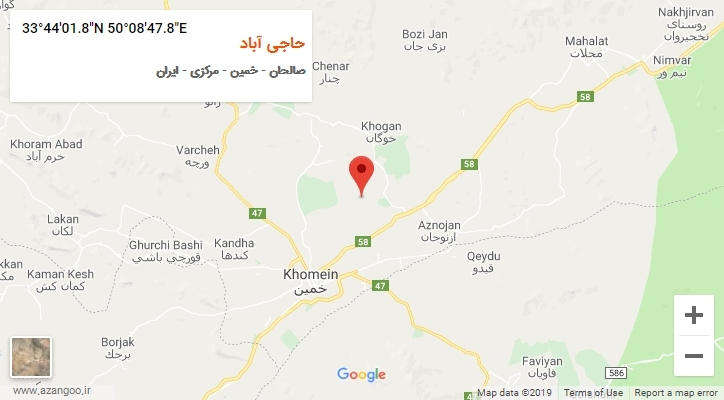 روستای حاجی آباد بر روی نقشه