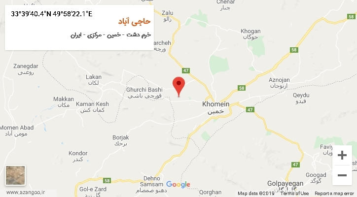 روستای حاجی آباد بر روی نقشه