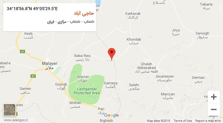 روستای حاجی آباد بر روی نقشه