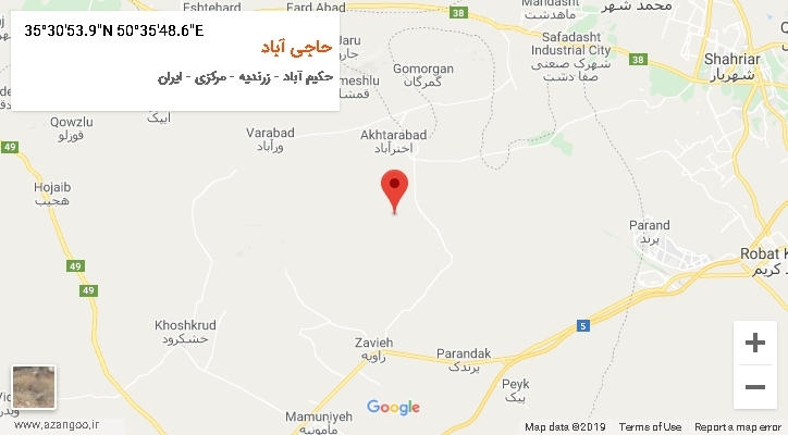 روستای حاجی آباد بر روی نقشه