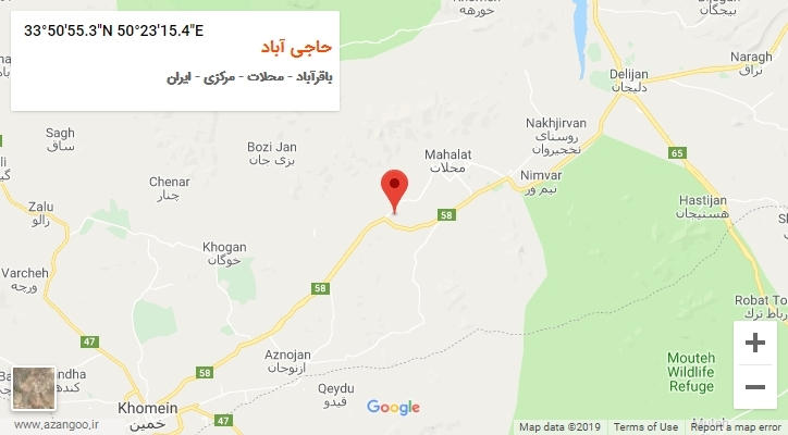 روستای حاجی آباد بر روی نقشه