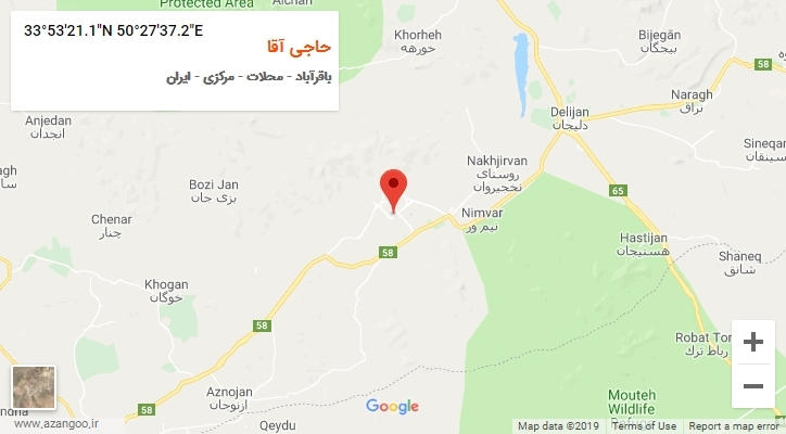 روستای حاجی آقا بر روی نقشه