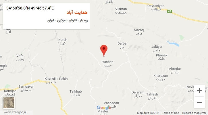 روستای هدایت آباد بر روی نقشه