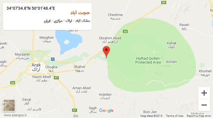 روستای حجت آباد بر روی نقشه