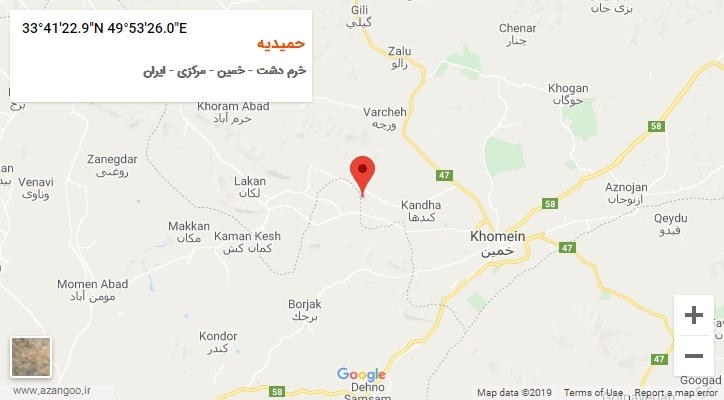 روستای حمیدیه بر روی نقشه