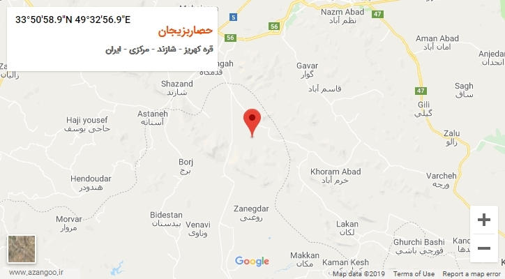 روستای حصاربزیجان بر روی نقشه