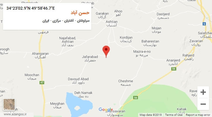 روستای حسن آباد بر روی نقشه