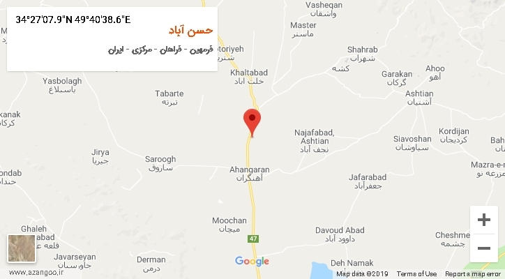 روستای حسن آباد بر روی نقشه