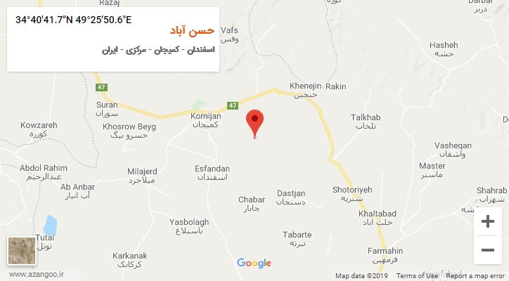 روستای حسن آباد بر روی نقشه