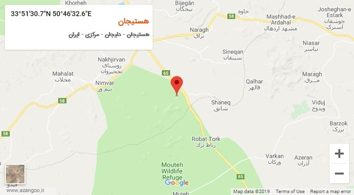 روستای هستیجان بر روی نقشه