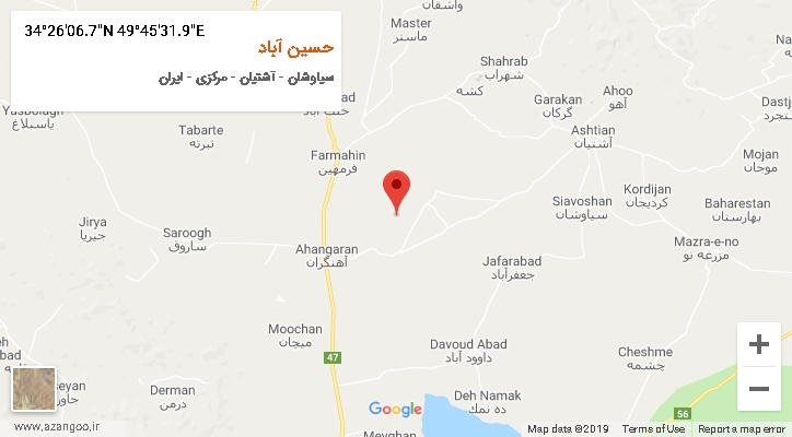 روستای حسین آباد بر روی نقشه