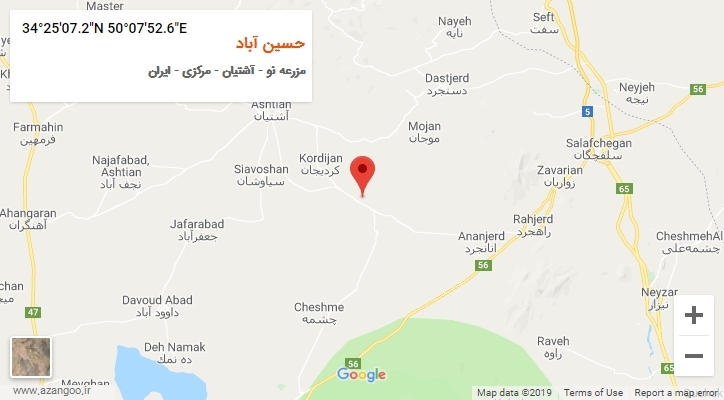 روستای حسین آباد بر روی نقشه