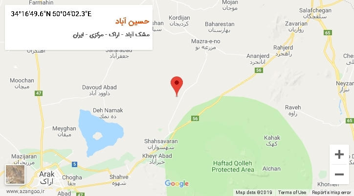 روستای حسین آباد بر روی نقشه