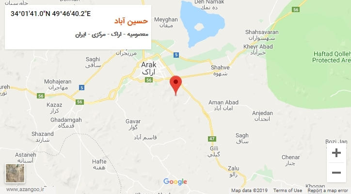 روستای حسین آباد بر روی نقشه