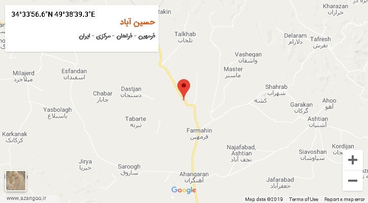 روستای حسین آباد بر روی نقشه