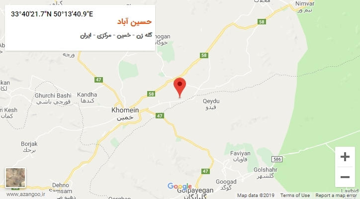 روستای حسین آباد بر روی نقشه