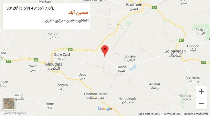 روستای حسین آباد بر روی نقشه