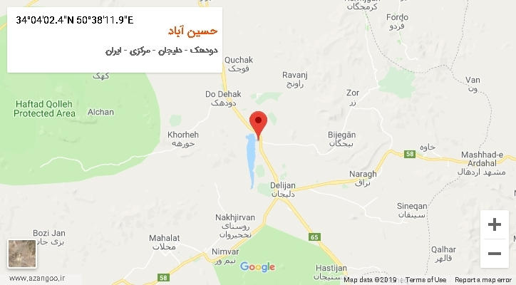 روستای حسین آباد بر روی نقشه
